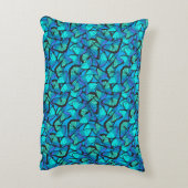 リバーシブルブライトブルー蝶自然パターン アクセントクッション (裏面(縦))
