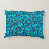 リバーシブルブライトブルー蝶自然パターン アクセントクッション (裏面)