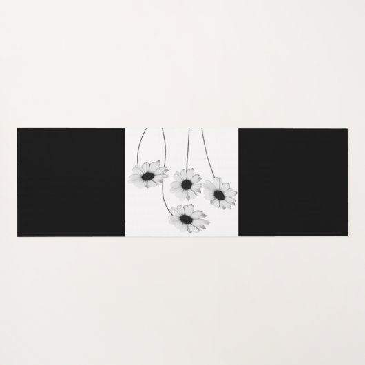 リバーシブルブラックとホワイトのデイジーと名前 ヨガマット (裏面(横))