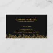 リバーシブルブラック&ホワイト金ゴールドグリッターレース&文字 名刺 (裏面)