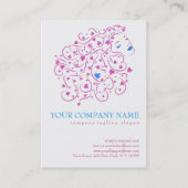 リバーシブルブルー及びピンクのグリッターフローラヘア 名刺 (裏面)