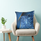 リバーシブルブルー金ゴールドトリム結晶 クッション (椅子)