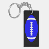 リバーシブルブルー&ブラックフットボールのコーチまたはプレーヤー キーホルダー (正面左)