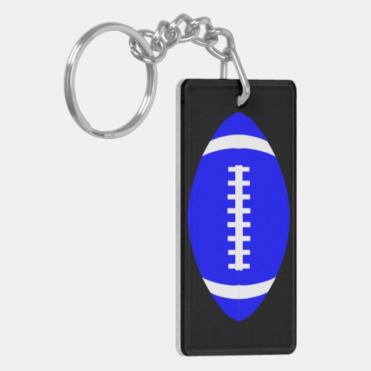 リバーシブルブルー&ブラックフットボールのコーチまたはプレーヤー キーホルダー (正面左)