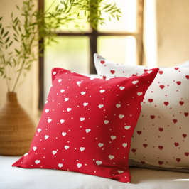 リバーシブルホワイトと赤いハートパターン クッション