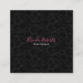 リバーシブルホワイト&ブラックヴィンテージフローラダマスク スクエア名刺 (正面)