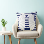 リバーシブルマネストライプリーズライトハウスブルーホワイト クッション (椅子)