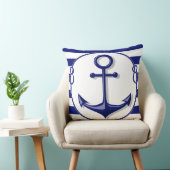 リバーシブルマリンブルー白いかり及びロープフレーム クッション (椅子)