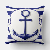 リバーシブルマリンブルー白いかり及びロープフレーム クッション (正面)