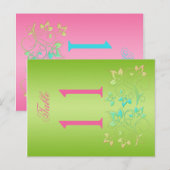 リバーシブルライムとピンクフローラテーブル番号 ポストカード (正面/裏面)