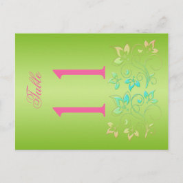 リバーシブルライムとピンクフローラテーブル番号 ポストカード