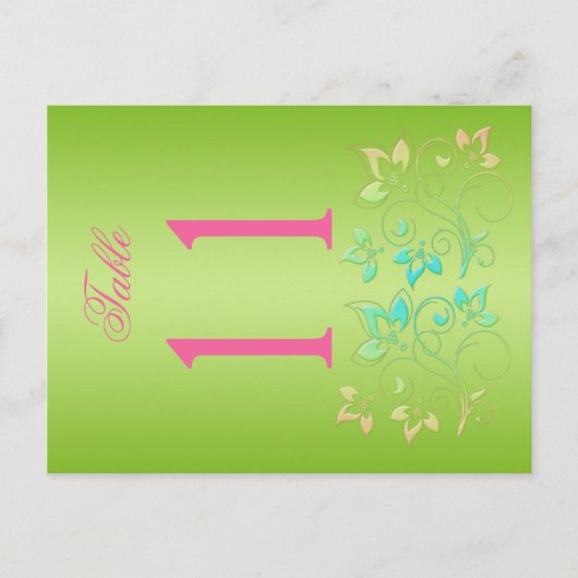 リバーシブルライムとピンクフローラテーブル番号 ポストカード (正面)