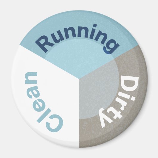 リバーシブルランニング食洗機のクリーンなダーティブルー マグネット (正面)