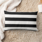 リバーシブル大きい白黒ストライプ ランバークッション (ブランケット)