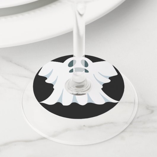 リバーシブル幽霊ハロウィーンパターン ワイングラスタグ (クローズアップ)