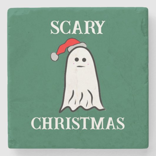 リバーシブル怖いクリスマス幽霊装飾用クッション ストーンコースター (正面)