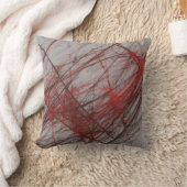 リバーシブル抽象芸術テクスチャード赤と灰色の枕 クッション (ブランケット)