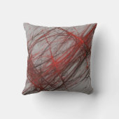 リバーシブル抽象芸術テクスチャード赤と灰色の枕 クッション (裏面)