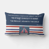 リバーシブル航海のブルーホワイトストライプ引用文 ランバークッション (裏面)