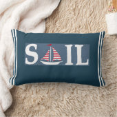 リバーシブル航海のブルーホワイトストライプ引用文 ランバークッション (ブランケット)