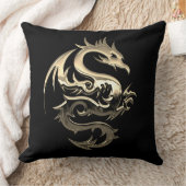 リバーシブル金ゴールドメタリックドラゴン クッション (ブランケット)