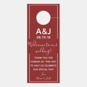 リバーシブル・ウェルカム&DND Burgundy結婚のラベル ドアノブサイン (裏面)