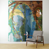 リバースアイディルリバーサイドワイルドライフイラストレーション タペストリー (インサイチュ)