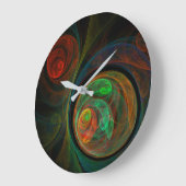 リバースグリーン抽象芸術アートラウンド ラージ壁時計 (傾斜)