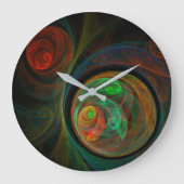 リバースグリーン抽象芸術アートラウンド ラージ壁時計 (正面)