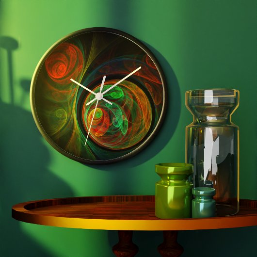 リバースグリーン抽象芸術アートラウンド ラージ壁時計