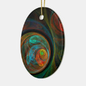 リバースブルー抽象芸術アートオーバルオーナメント セラミックオーナメント (左)