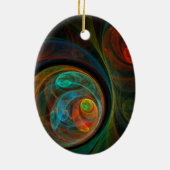 リバースブルー抽象芸術アートオーバルオーナメント セラミックオーナメント (裏面)