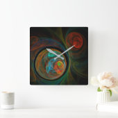 リバースブルー抽象芸術アートスクエア スクエア壁時計 (ホーム)