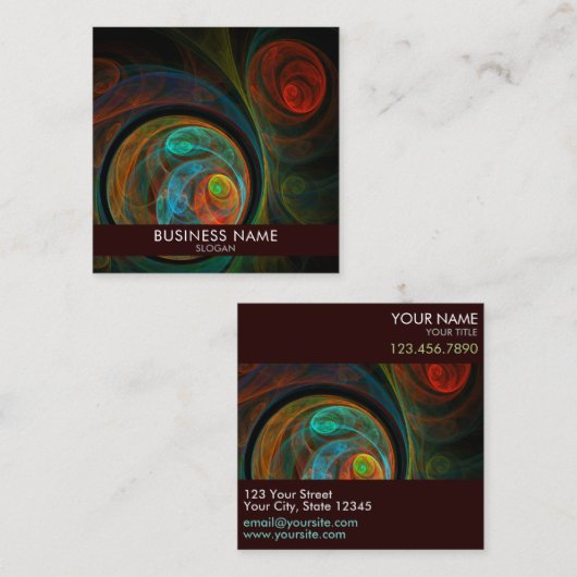リバースブルー抽象芸術アートプロフェッショナル スクエア名刺 (正面/裏面)
