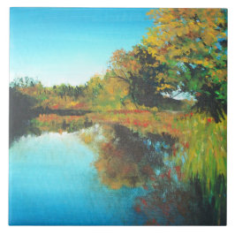 リバーツリー秋景観ファインアートセラミックタイル タイル