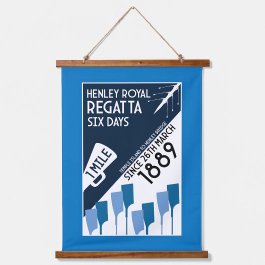 リバーテムズレガッタ – ヴィンテージレトロスタイルボート 吊り下げ型タペストリー (正面)