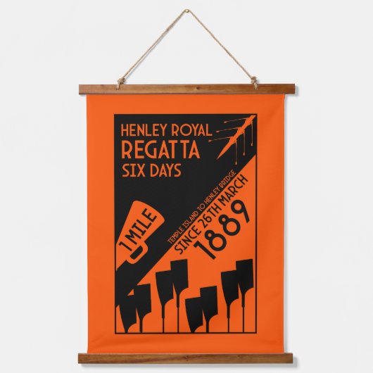 リバーテムズレガッタ – ヴィンテージレトロスタイルボート 吊り下げ型タペストリー (正面)