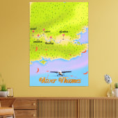 リバーテムズロンドンイングランドの地図 キャンバスプリント (インサイチュ (リビング))