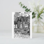 リバーテンプルペンとインクイラストレーション葉書 ポストカード (スタンド正面)