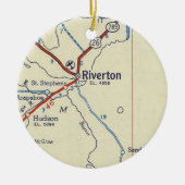 リバートンWYヴィンテージマップ セラミックオーナメント (正面)