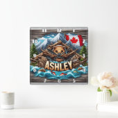 リバーバンクが持ち株を持つカナディアン・ビーバー スクエア壁時計 (ホーム)