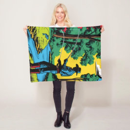 リバーバンクの漁師 フリースブランケット