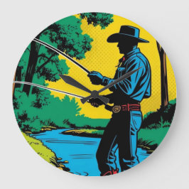 リバーバンクの漁師 ラージ壁時計