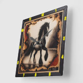 リバーバンクモノクロ:チャールド・ウッド・ジプシー・ヴァンナー スクエア壁時計 (傾斜)