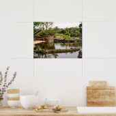 リバーバンク景観反射緑豊かな緑 ポスター (キッチン)