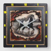 リバーバンク・トロット：チャレッド・ウッド・ジプシー・ヴァンナー スクエア壁時計 (正面)