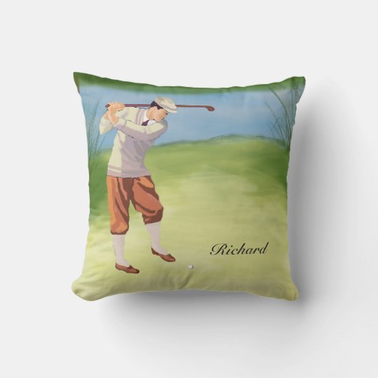 リバーパーソナライズされたバンクのヴィンテージゴルファー クッション (正面)