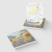 リバービューサンフラワーズアンドラベンダー ストーンコースター (横)