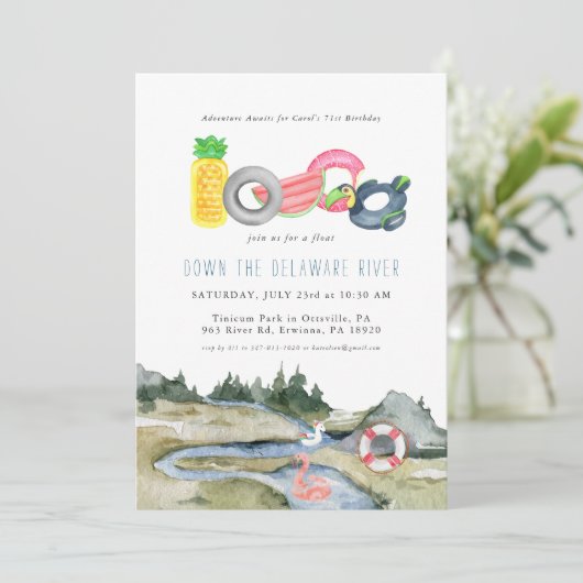 リバーフローティングチューブパーティー |水彩 招待状 (スタンド正面)