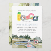 リバーフローティングチューブパーティー |水彩 招待状 (正面/裏面)